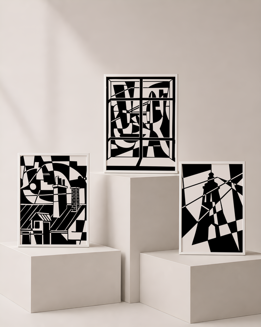 Monochrome Art Bundle 3 | Abstract Printable Wall Art Bundle  by Syneva Art Studio